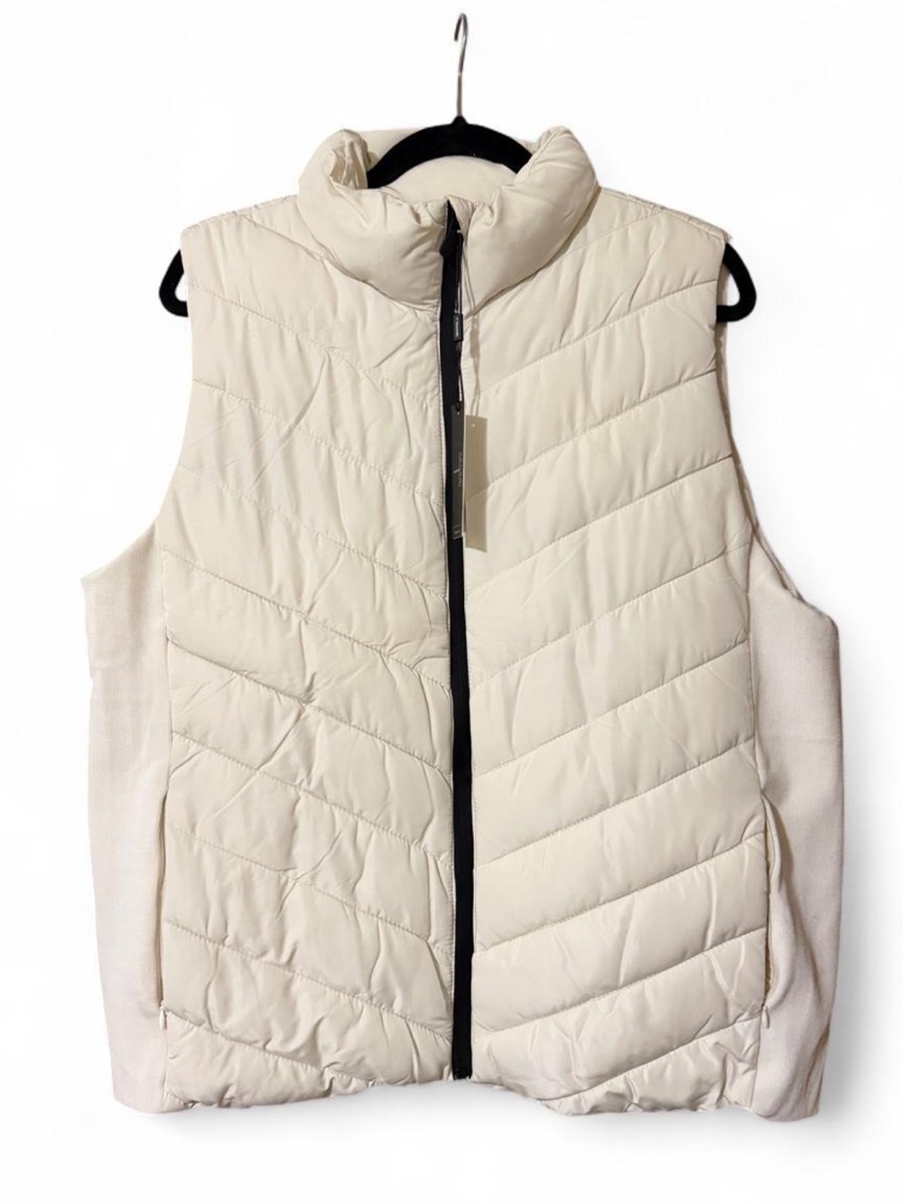 Tahari ASL Ivory Quilted Puffer Vest